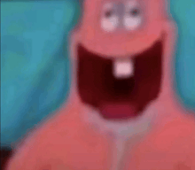 patrick star from spongebob squarepants is laughing with his mouth wide open