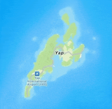 a map shows a small island called yap and the yap international airport