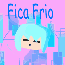 a pink background with blue squares and the words fica frio on it