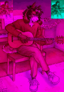 a drawing of a furry character playing a guitar with a sign that says ripple when there is no one