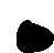 a pixel art drawing of a black circle on a white background