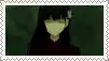a picture of a girl with long black hair in a green frame .