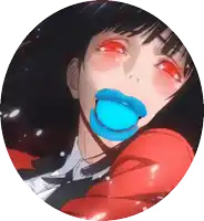 a picture of a girl with blue lips and a blue pacifier in her mouth