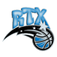 a logo for the rtx basketball team with a basketball