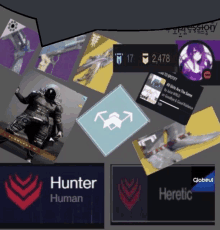 a collage of various images including one that says hunter human