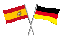 a spanish flag and a german flag are crossed together