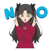 a girl in a red sweater is making a no sign