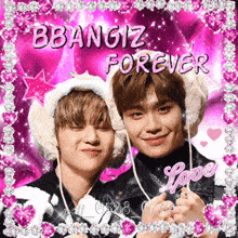 a picture of two boys with the words " bbangiz forever " above them