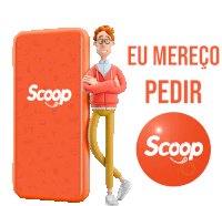 a man standing next to a phone that says " eu mereco pedir "