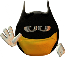 a cartoon character is wearing a batman mask