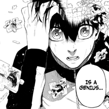 a black and white drawing of a person with the words is a genius on the bottom