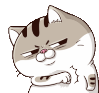 a cartoon cat is making a funny face with its fist