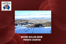 a picture of mount buller snow with the words mount buller snow private charter below it