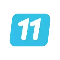 a blue square with a white number 11 inside of it