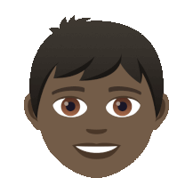 a cartoon drawing of a boy 's face with brown eyes