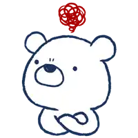 a drawing of a teddy bear with a red swirl above his head