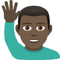 an emoji of a man waving his hand