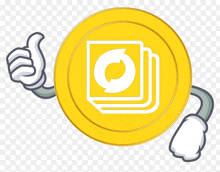 a cartoon illustration of a gold coin giving a thumbs up sign