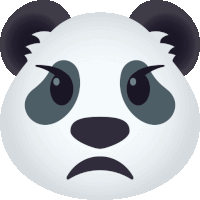 a panda bear with a very angry expression on its face