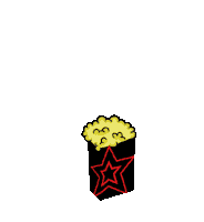 a drawing of a bag of popcorn with the words cinema time above it