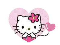 a hello kitty with a flower on her head is in a heart