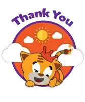 a cartoon cat with a crown on its head says thank you