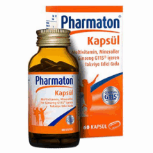 a bottle of pharmaton capsules next to the box