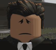 a close up of a roblox character 's face with a sad look on his face