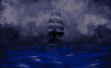 a pirate ship in the middle of a storm in the ocean