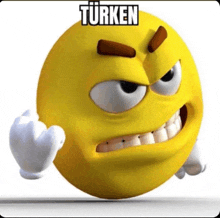 a yellow smiley face with turken written on the top