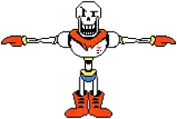 a pixel art drawing of papyrus from undertale with his arms outstretched