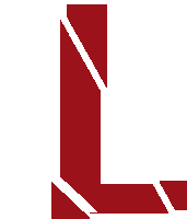 a red letter l with a white diagonal line