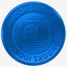 a blue coin that says ' onooks ' on it