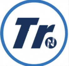 a blue tr logo with a white circle around it