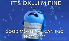 a cartoon character is crying and says it 's ok i 'm fine