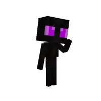 enderman is a minecraft character with purple eyes and a waving hand .