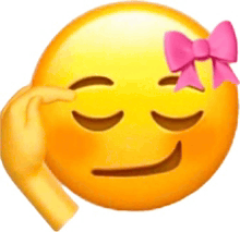 a female emoji with a pink bow on her head