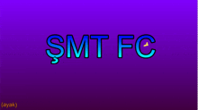 a purple background with smt fc written in blue letters