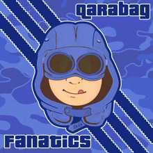 a cartoon drawing of a man wearing a helmet and goggles with the words fanatics written on the bottom