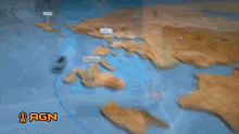 a blurred image of a map with agn on the bottom