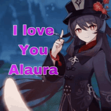 a picture of a girl with the words " i love you alura "