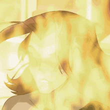 a close up of a cartoon character 's face with a yellow light behind it