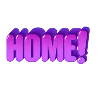 the word home is written in purple bubbles on a white background