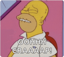 a picture of homer simpson with the words oohh craaap