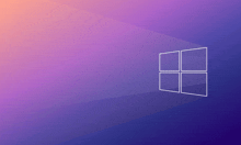 a purple and orange background with a windows logo