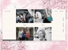 a website for johanna imagenes has a pink background and flowers