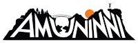 a black and white logo for amoninni with mountains and a bridge