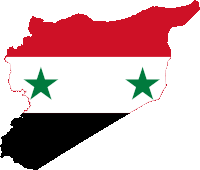 a map of syria with two green stars