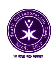 the logo for the youth collaboration camp is purple and white