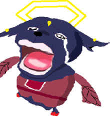 a drawing of a cartoon character with a yellow halo around his head